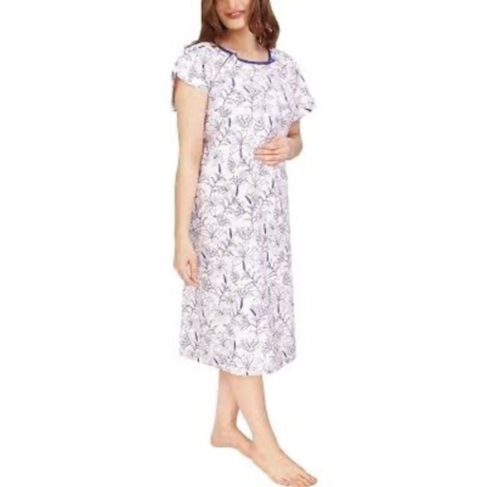 Maternity Hospital Gown Floral Nursing Breastfeeding Snap